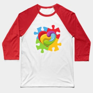 Puzzle Piece Heart Baseball T-Shirt